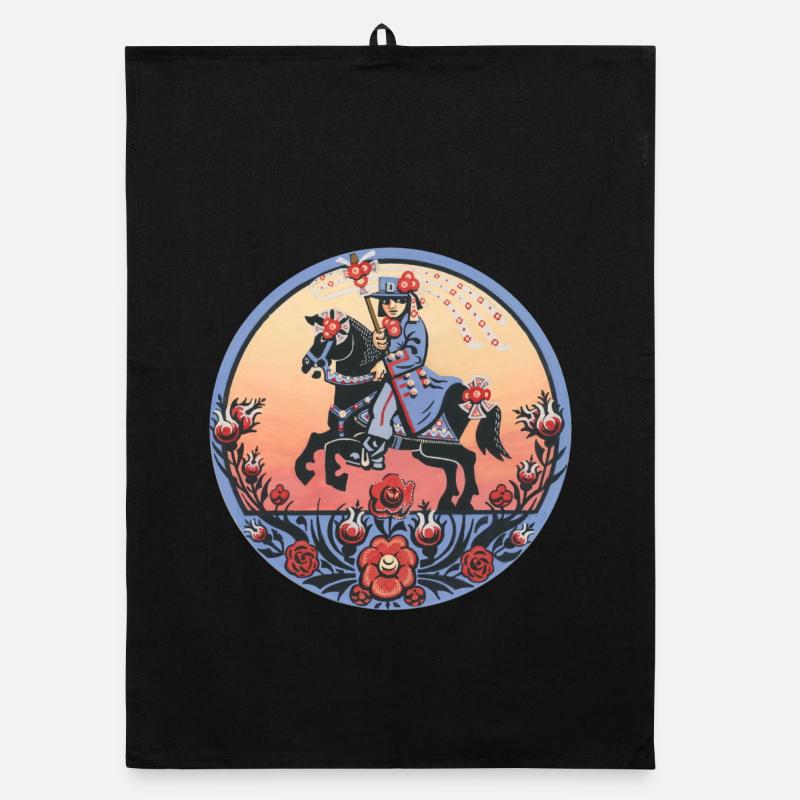 Folklore sorabe – Cavaliers et tradition des festivals - Torchon bio - noir