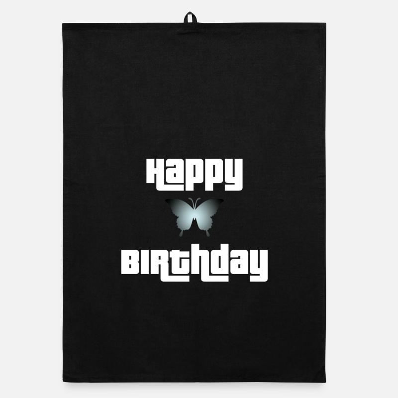 Joyeux anniversaire Butterfly Design Torchon bio