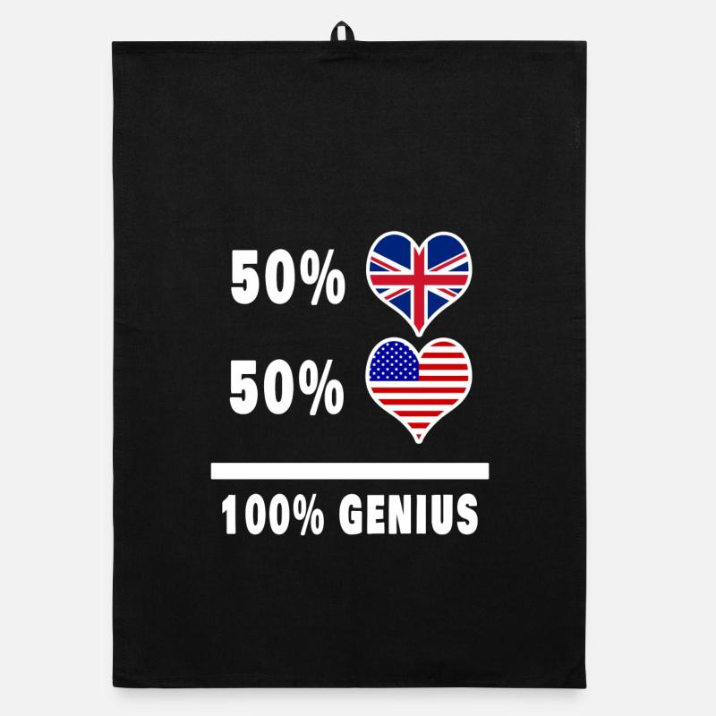 Drapeau 100% Genius des États-Unis et du Royaume-Uni Torchon bio
