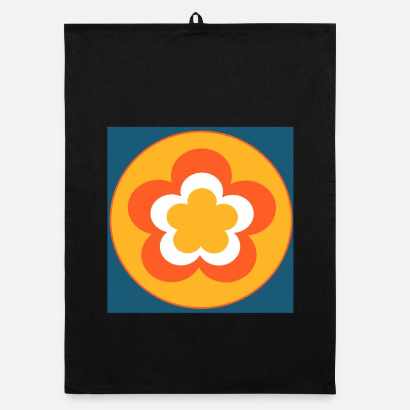 70s Flower Pattern Organic dish towel