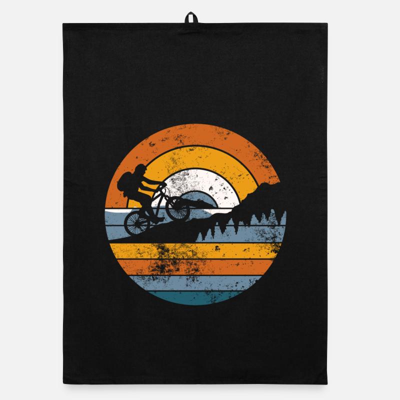 Retro Ridge Bicycle Sunset Organic dish towel