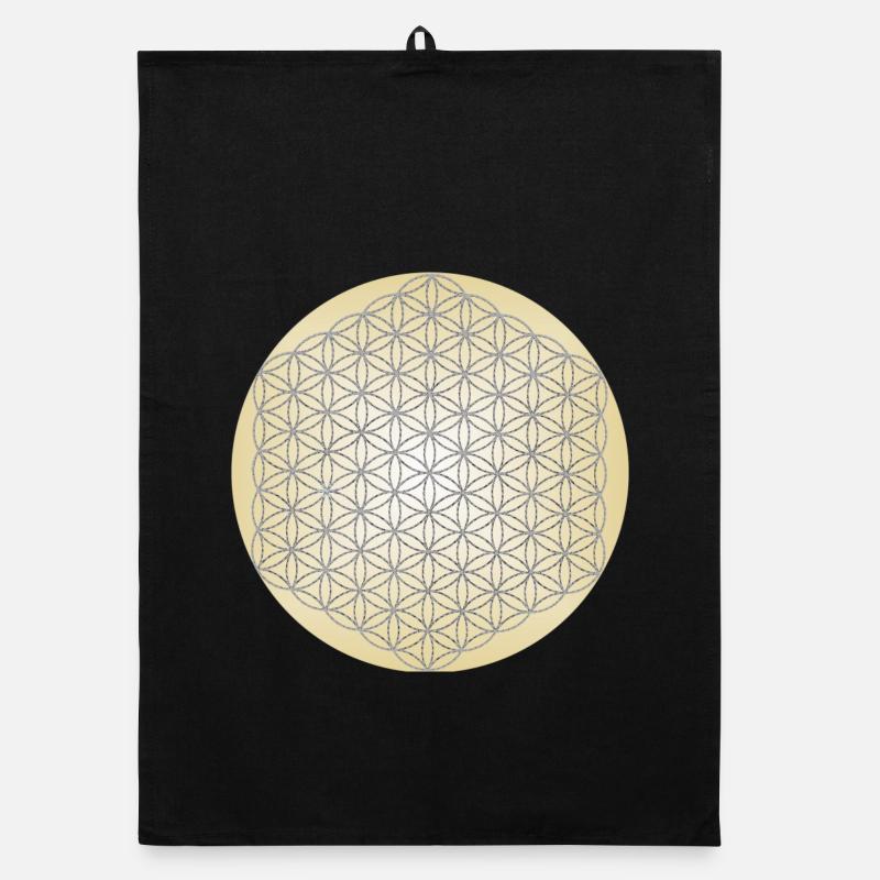 Blume des Lebens Silber - 5. Dimension - Mandala Organic Geschirrtuch