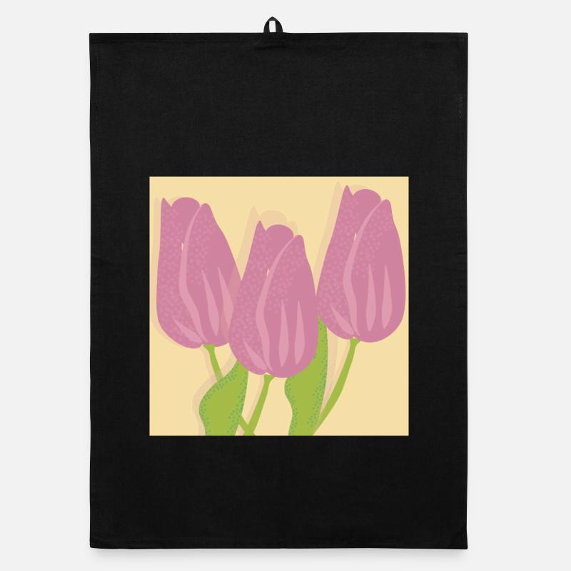 Tulpen - Organic Geschirrtuch - Schwarz