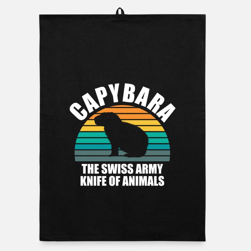 Capybara Zootier Design - Organic Geschirrtuch - Schwarz