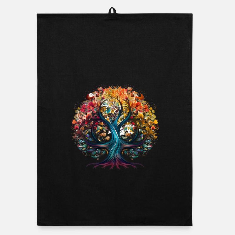 Baum des Lebens künstlerisches Buntes Design Organic Geschirrtuch