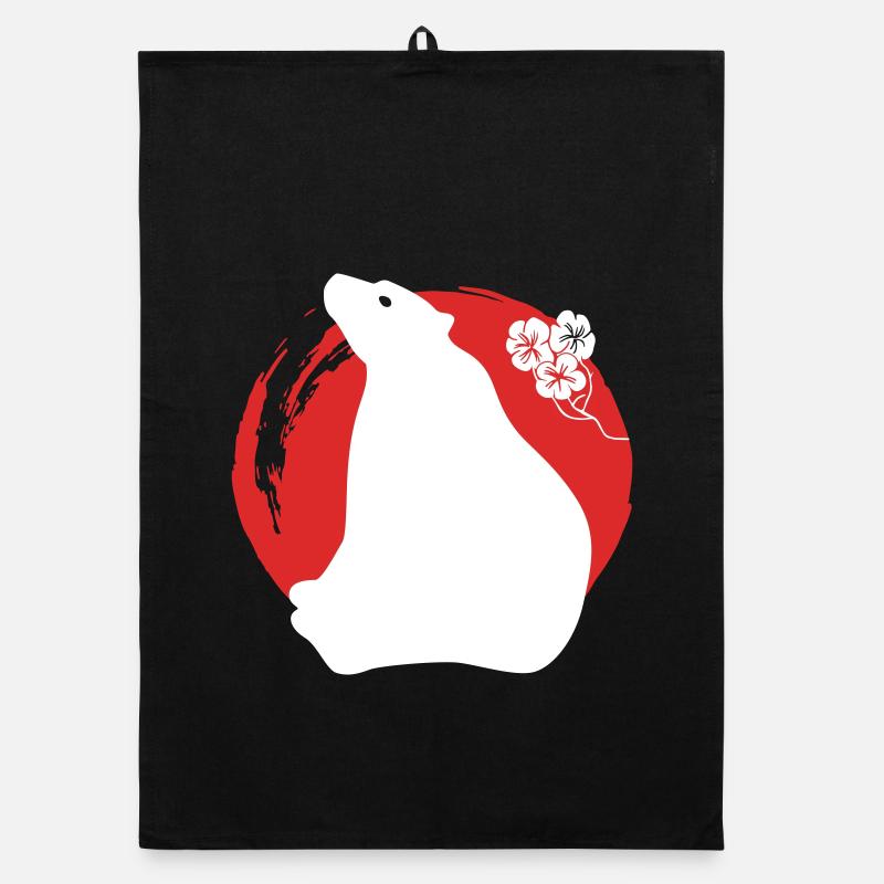 Bär Silhouette Japanisch - Organic Geschirrtuch - Schwarz
