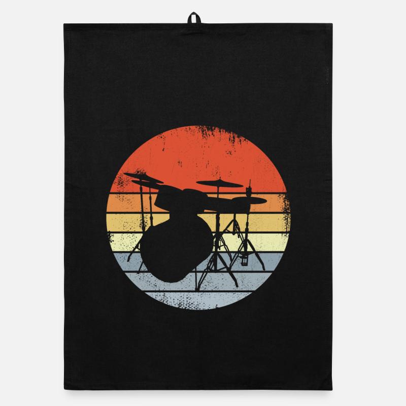 Vintage Drums Sketch Organic dish towel