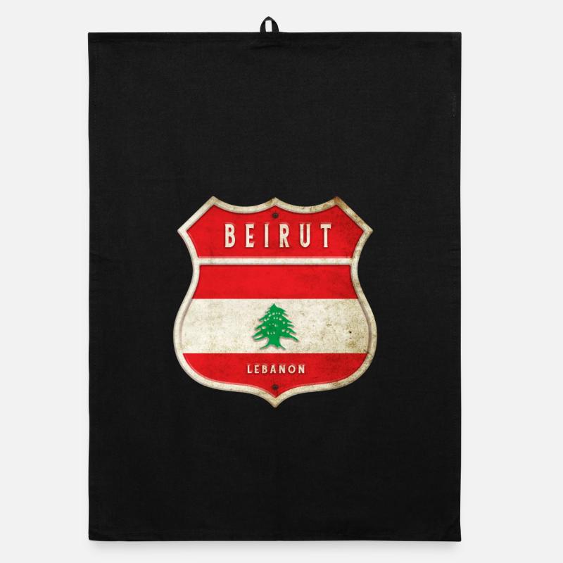 Beirut Libanon Wappen Flaggen Design Organic Geschirrtuch