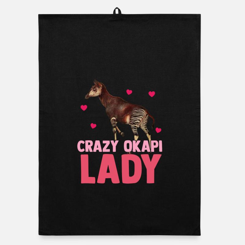 Im Herzen des Waldes Okapi - Organic Geschirrtuch - Schwarz