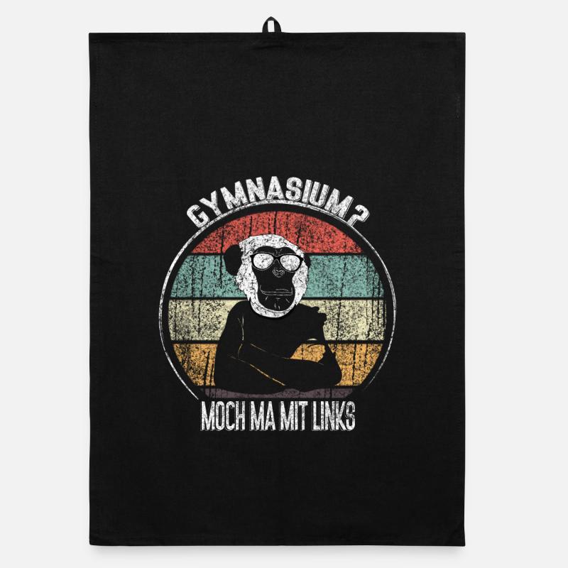 Jeu de mots vintage Monkey Gymnasium Torchon bio