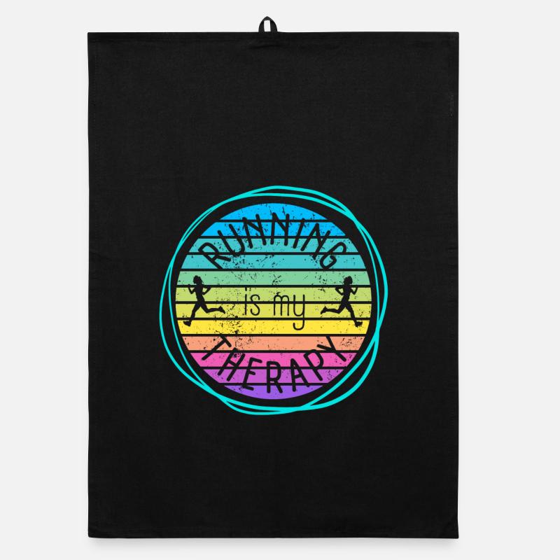 Running is my therapy Retro Sunset Organic dish towel