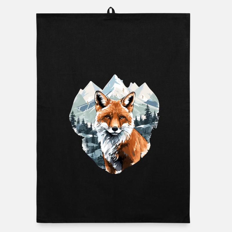 foxes, fox, forest, winter, mountain, nature, animals Organic dish towel