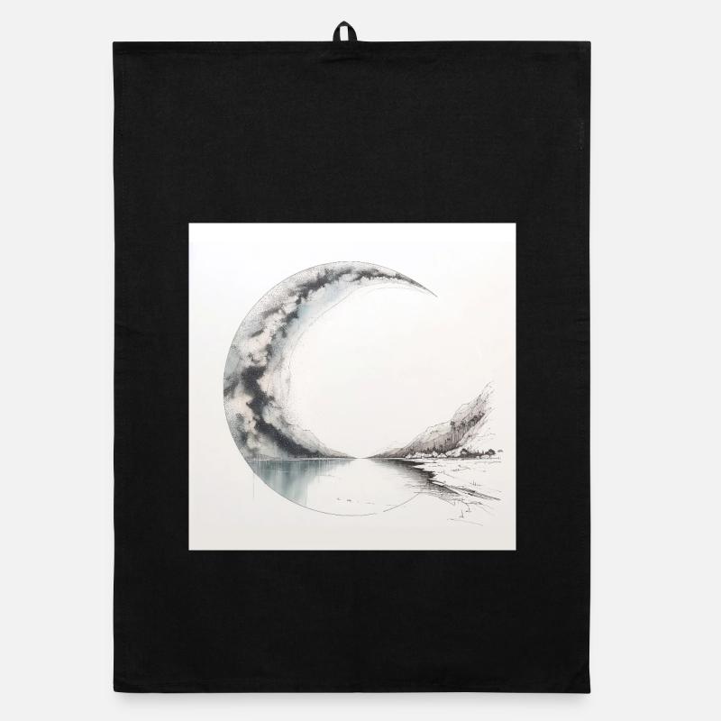 Zeichnungsposter einer surrealen Landschaft Organic Geschirrtuch