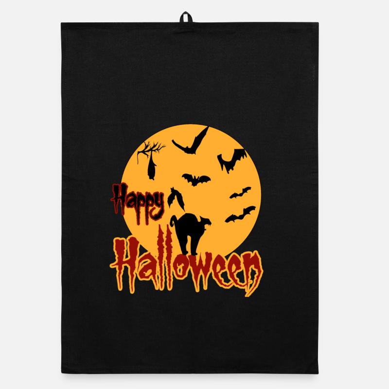 Joyeux chat de lune d’Halloween Torchon bio