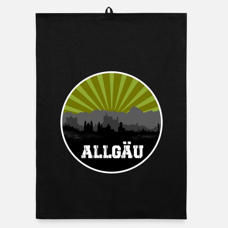 Allgäu Retro Skyline - Organic Geschirrtuch - Schwarz