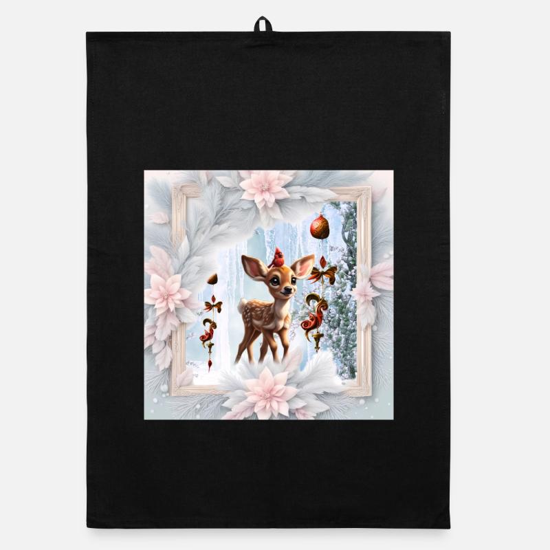 Mignon faon avec oiseau Torchon bio
