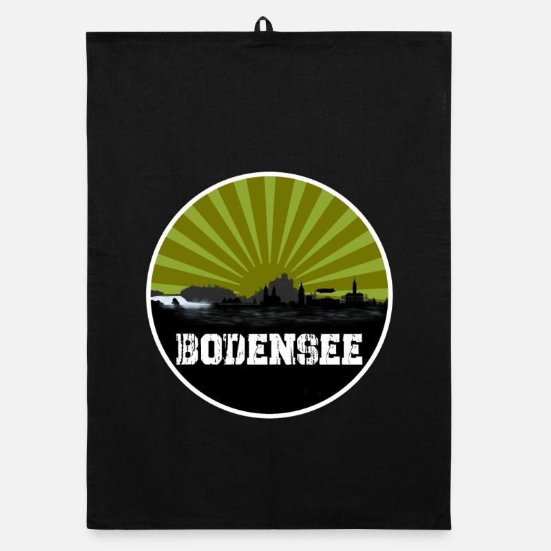 Lake Constance Retro Skyline Organic dish towel