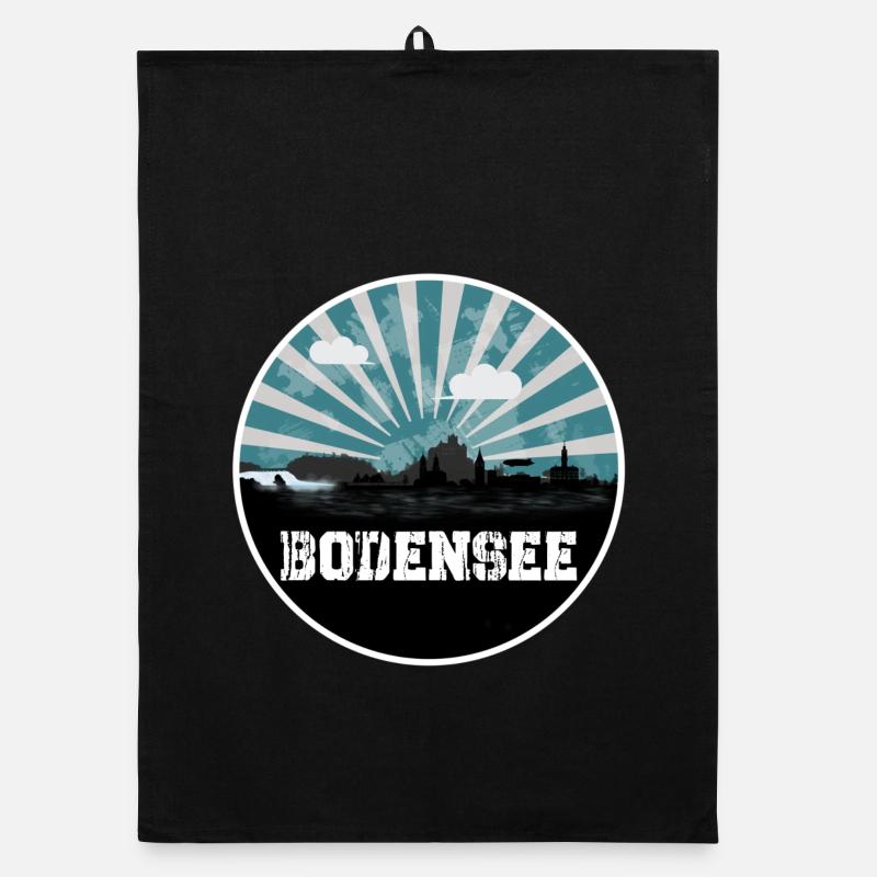 Lake Constance Blue Hour Skyline Organic dish towel