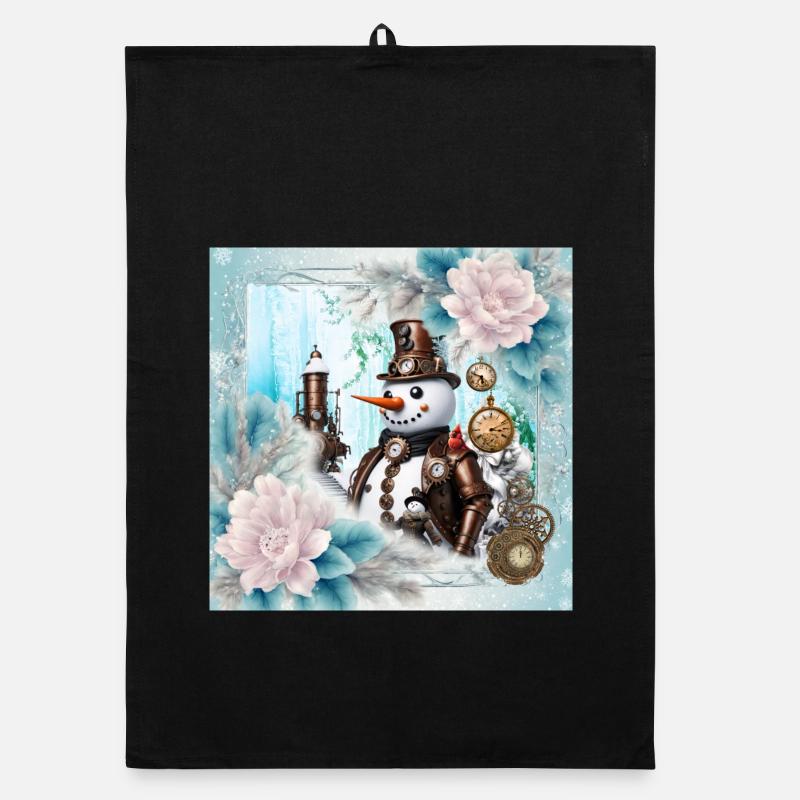 Snowman in Time Organic dish towel