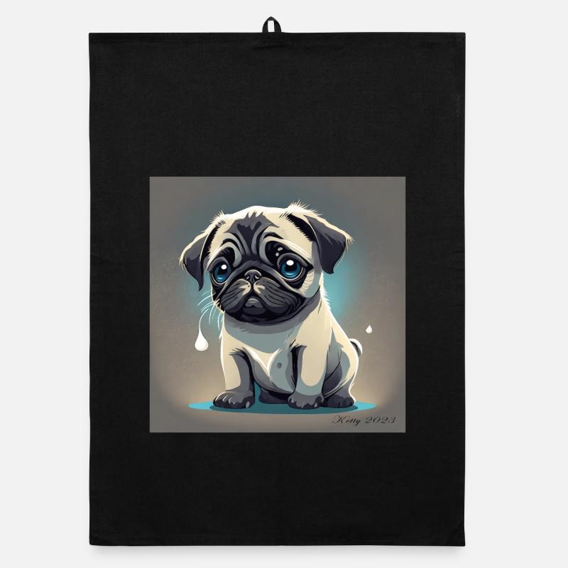 Verliebter Mops mit Tränen im Blick Organic Geschirrtuch