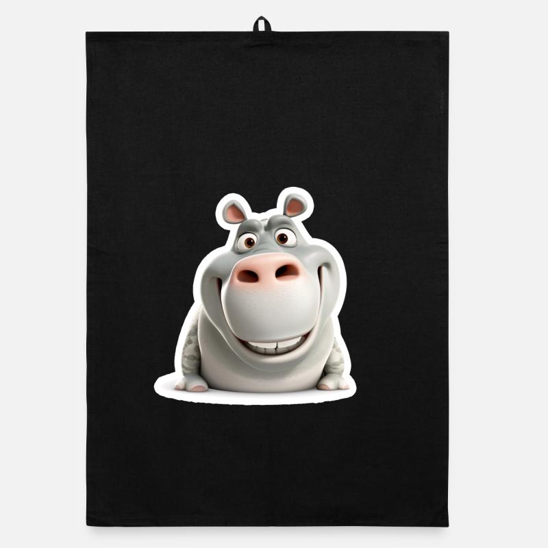 Süßes Nilpferd Lustig Grinsen Tier Shirt Organic Geschirrtuch