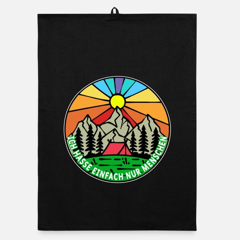 Mountains, hikers, camping, nature, camping, camping Organic dish towel
