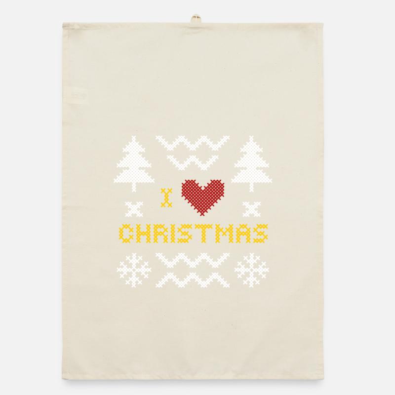 Weihnachtsherz Strickmuster Design Organic Geschirrtuch