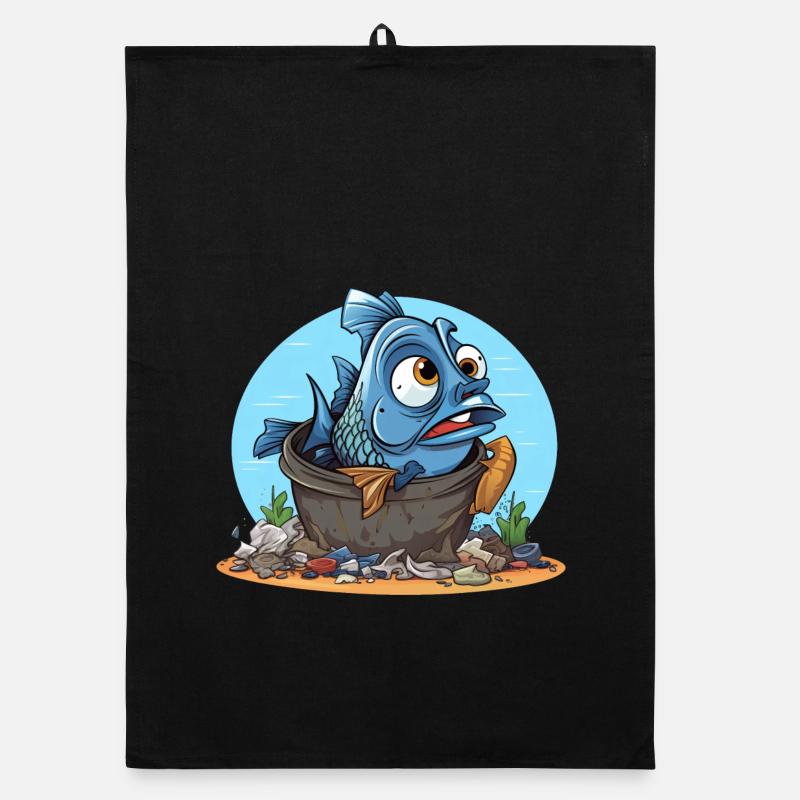 Desperate Fish Pollution Shirt Organic dish towel