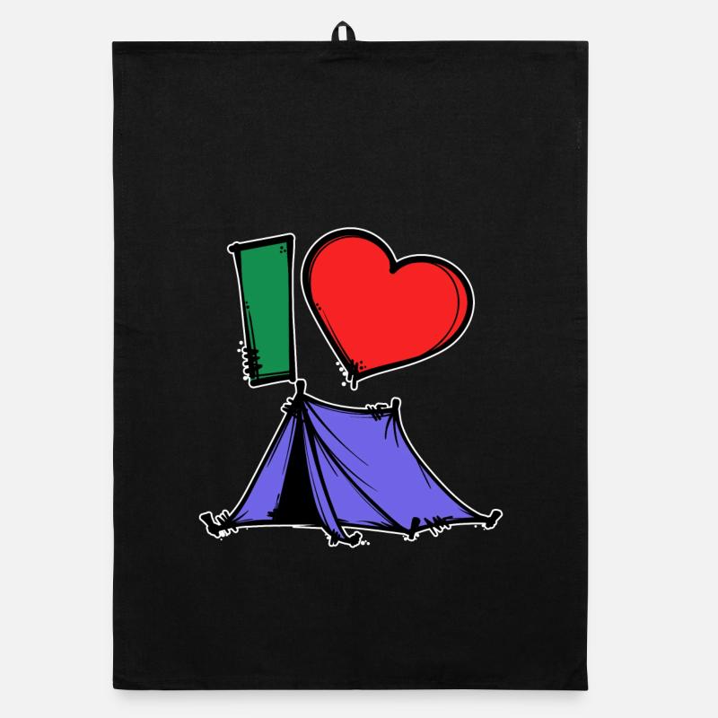 Camping Statement Wanderer Herz Wanderlust Zelten Organic Geschirrtuch