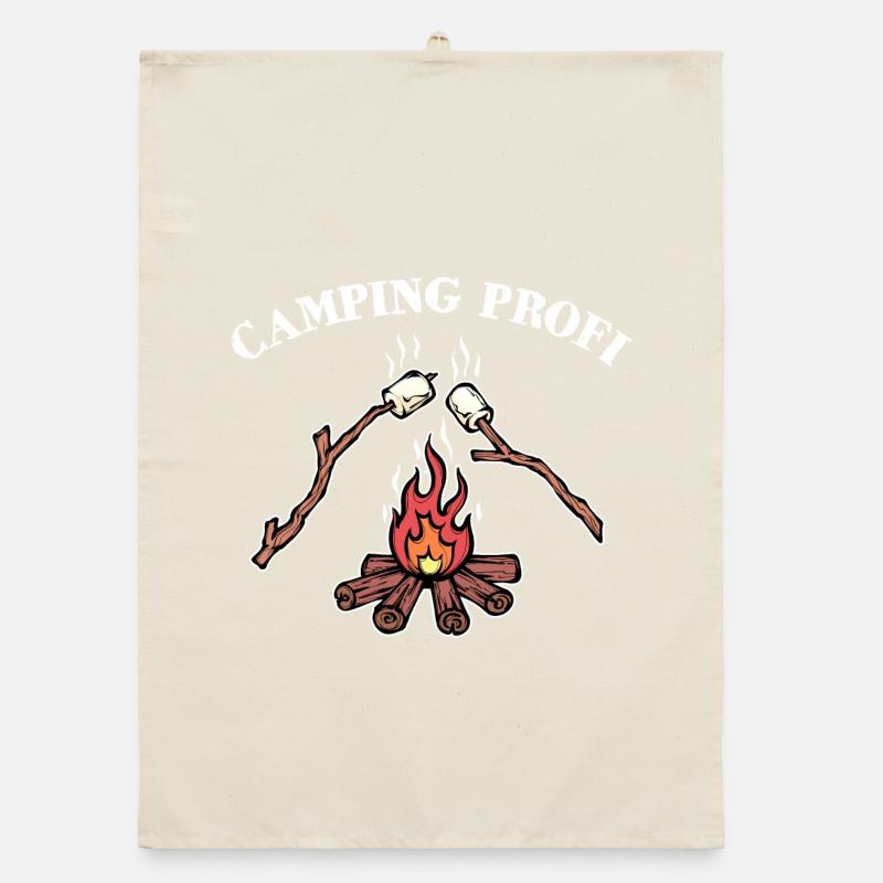 Campingplatz Lagerfeuer Statement Camping Wanderer Organic Geschirrtuch