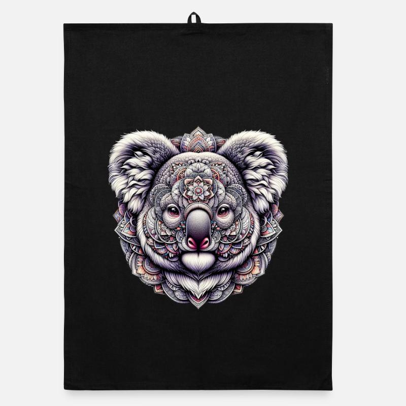 Koala decorated with Mandalas Organic dish towel