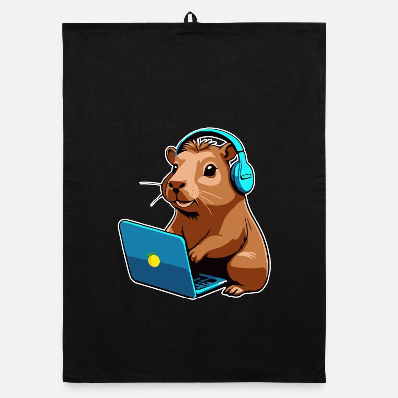Capybara Programmer Coder Computer Organic dish towel