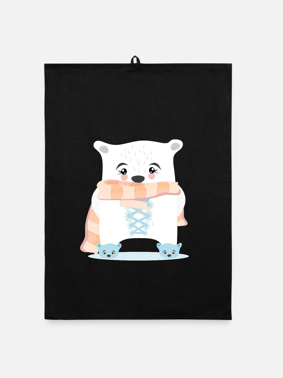 Dirndl Eisbären - Organic Geschirrtuch - Schwarz - Vorne