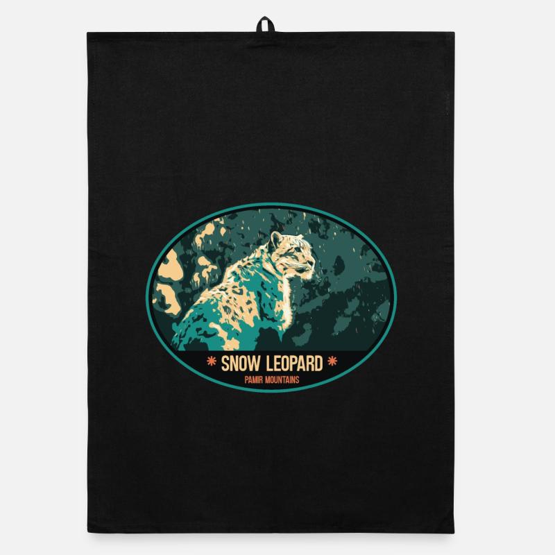 Schneeleopard Illustration Aufnäher Organic Geschirrtuch