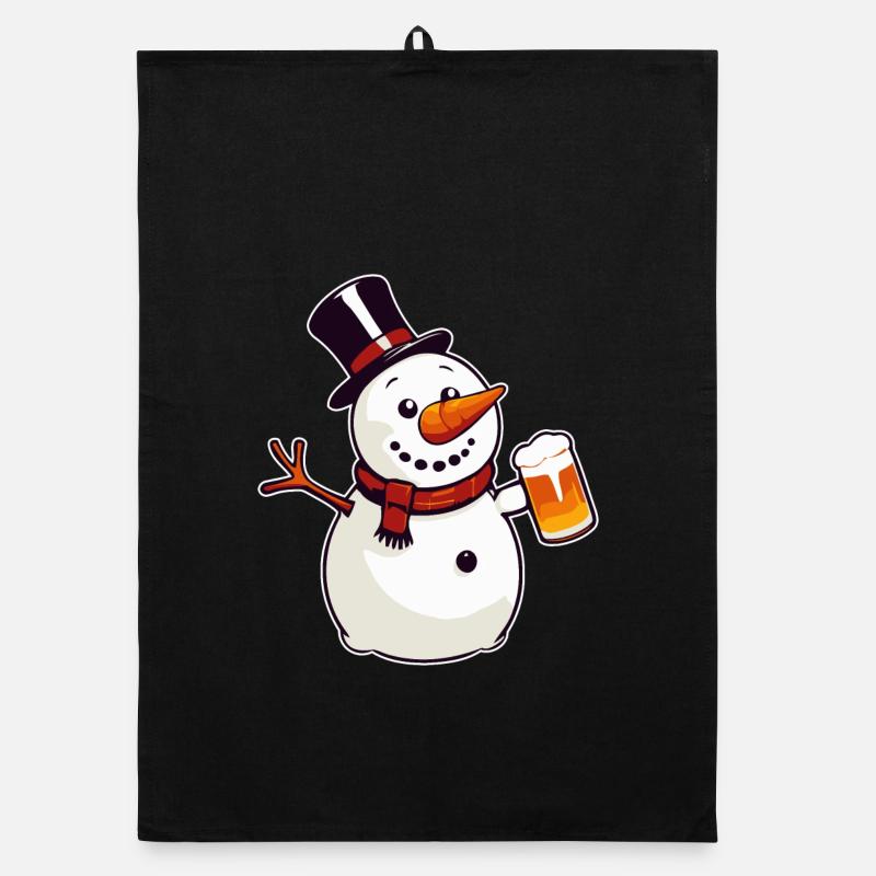Schneemann mit Bier Organic Geschirrtuch