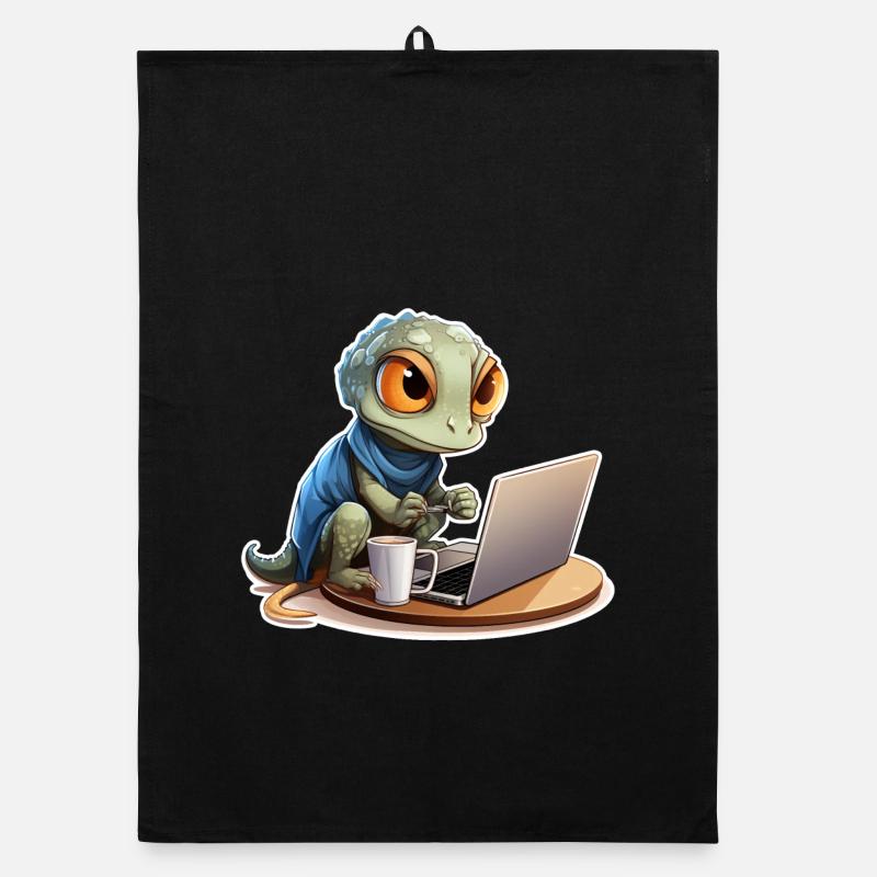 Chemise drôle de gecko gecko sur Internet Coffee Nerd Torchon bio