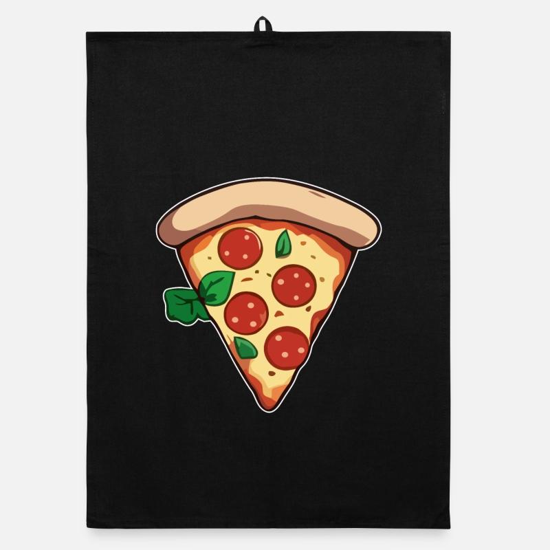 Pizza - Organic Geschirrtuch - Schwarz