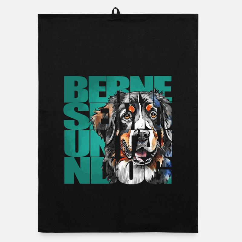 Bernese Mountain Dog Portrait Organic dish towel