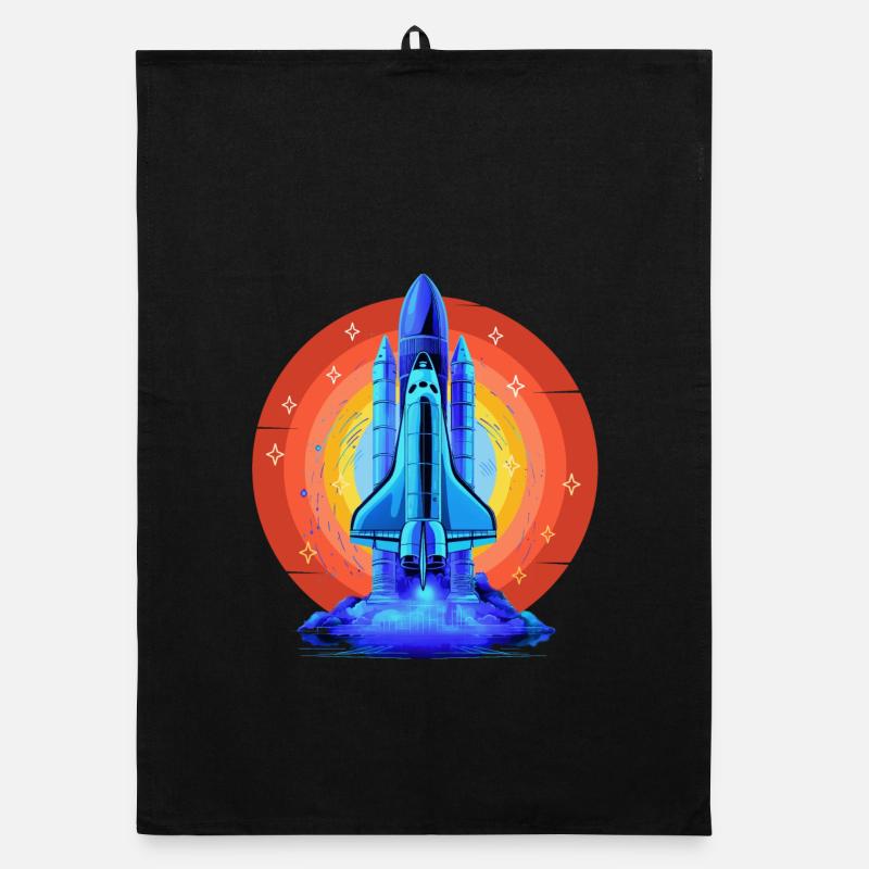 BLUE SPACE SHUTTLE RETRO VINTAGE Organic dish towel