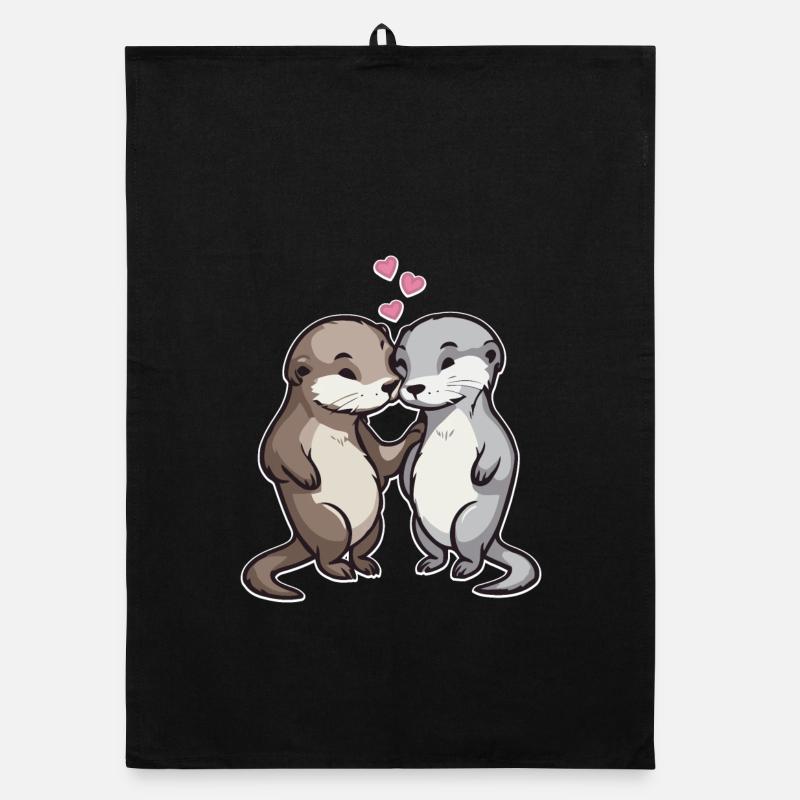 Verliebte Otter Herzen Liebe Organic Geschirrtuch