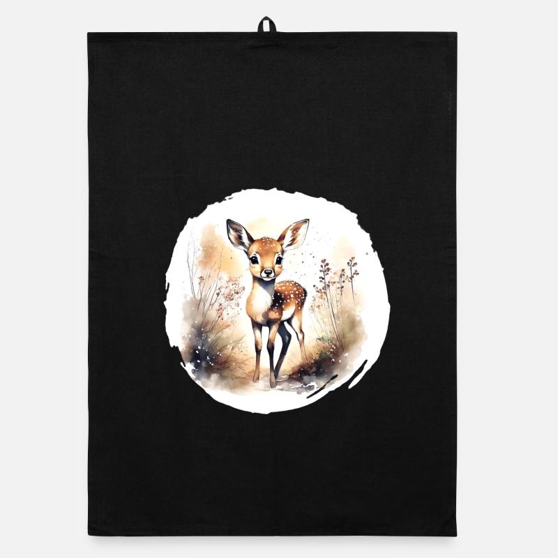 Rehkitz Aquarell Organic Geschirrtuch
