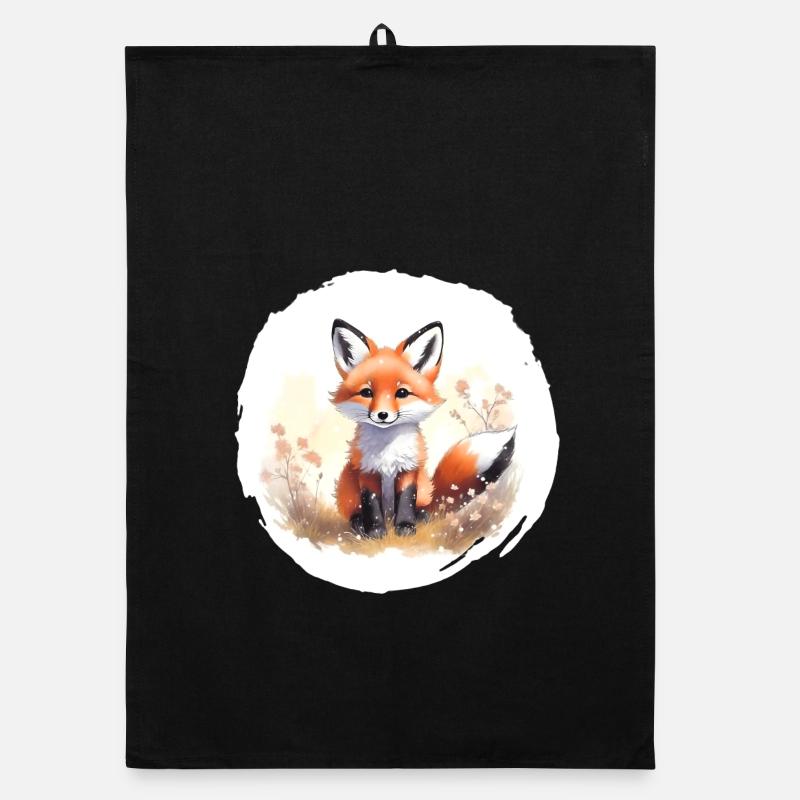 Aquarelle de renard Torchon bio