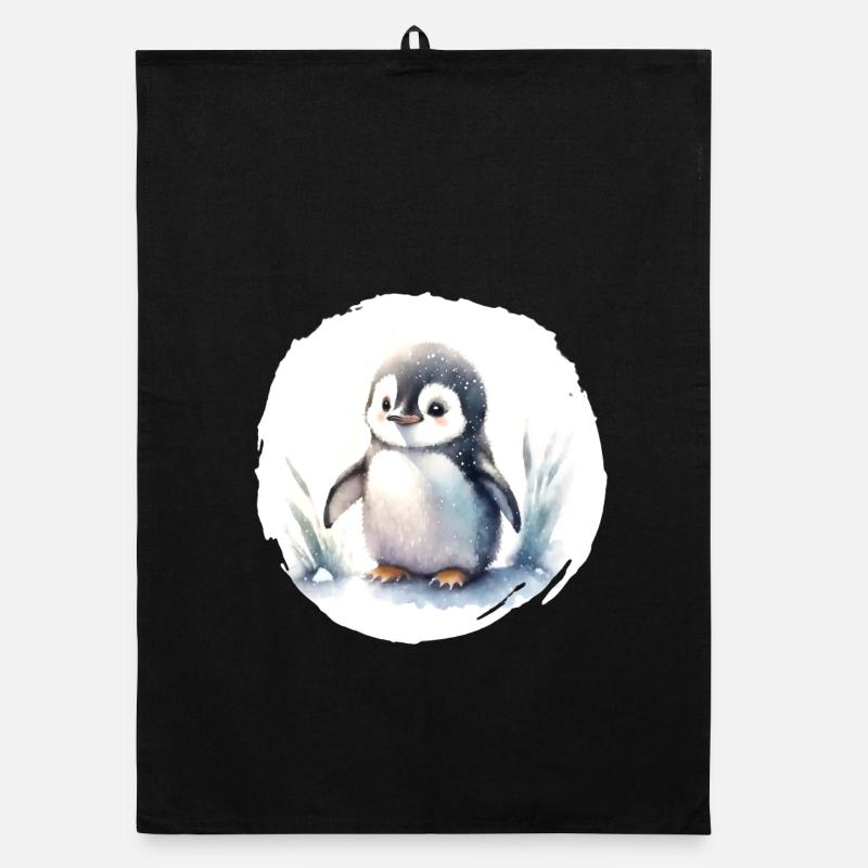Pinguin Aquarell Organic Geschirrtuch