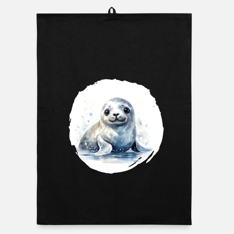 Robbe Aquarell - Organic Geschirrtuch - Schwarz