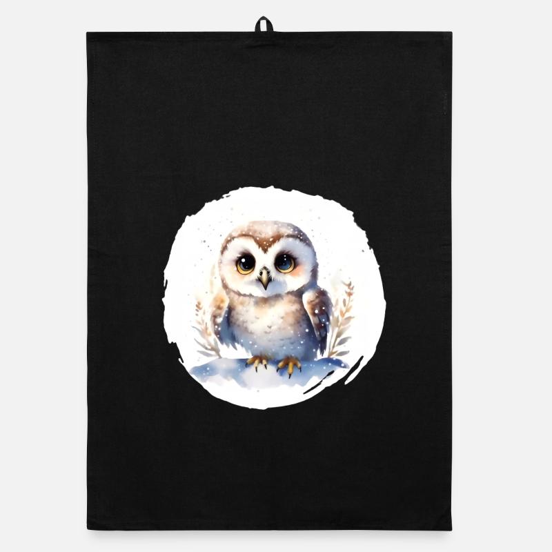 Schnee Eule Aquarell Organic Geschirrtuch