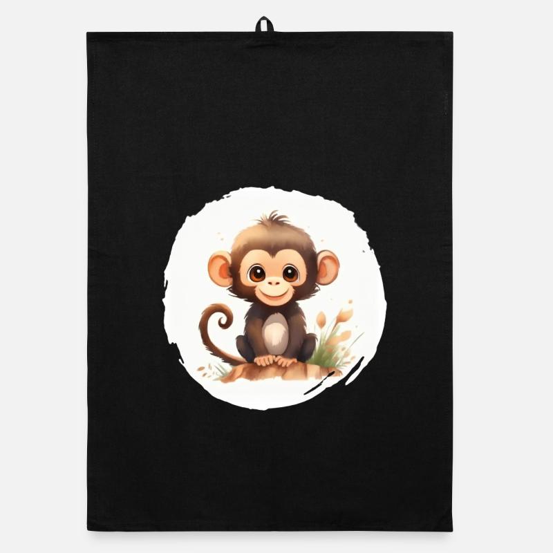 Affe Aquarell Organic Geschirrtuch