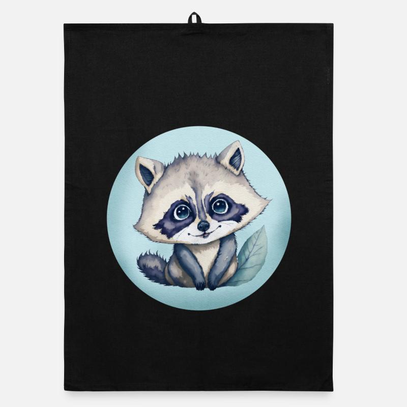 Illustration aquarelle Bébé Raton-laveur Mignon Torchon bio