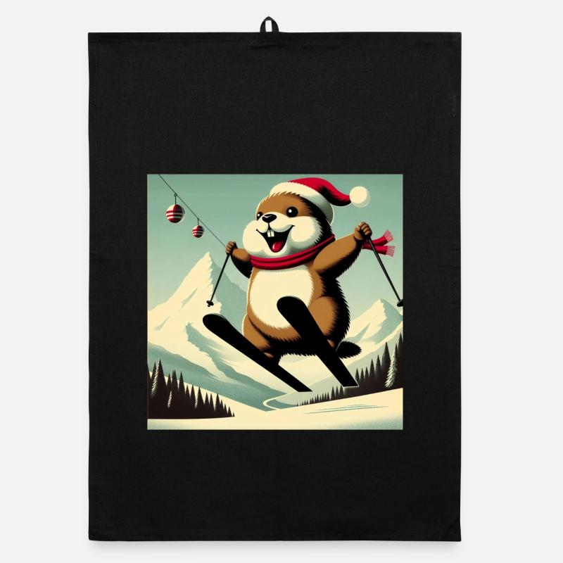 Murmeltier Ski Vintage Poster Organic Geschirrtuch