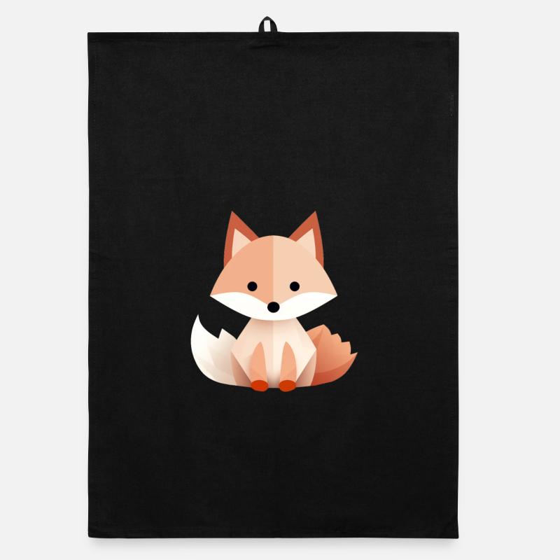 Verspielter Fuchs mit geometrischem Stil - Organic Geschirrtuch - Schwarz