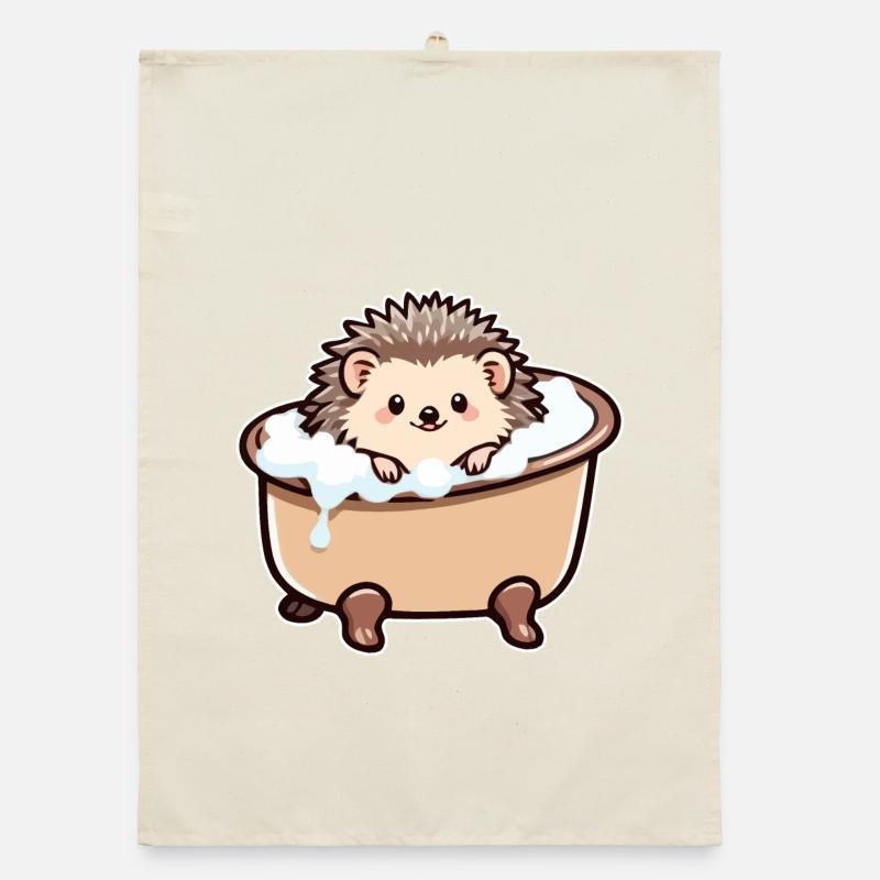 Hérisson mignon dans la baignoire Torchon bio